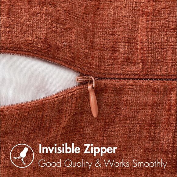 🧡 New MIULEE 18x18 Burnt Orange Chenille Throw Pillow Covers Set 2pc - Picture 3 of 7